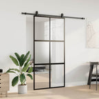 Sliding Door with Hardware Set Black 102.5x205 cm Tempered Glass