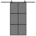 Sliding Door with Hardware Set Black 102.5x205 cm Tempered Glass