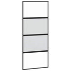 Sliding Door with Hardware Set Black 90x205 cm Tempered Glass