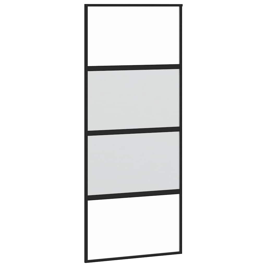 Sliding Door with Hardware Set Black 90x205 cm Tempered Glass