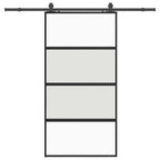 Sliding Door with Hardware Set Black 102.5x205 cm Tempered Glass