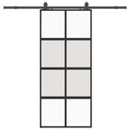 Sliding Door with Hardware Set Black 90x205 cm Tempered Glass