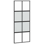 Sliding Door with Hardware Set Black 90x205 cm Tempered Glass
