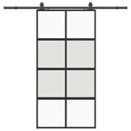Sliding Door with Hardware Set Black 102.5x205 cm Tempered Glass
