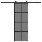Sliding Door with Hardware Set Black 76x205 cm Tempered Glass