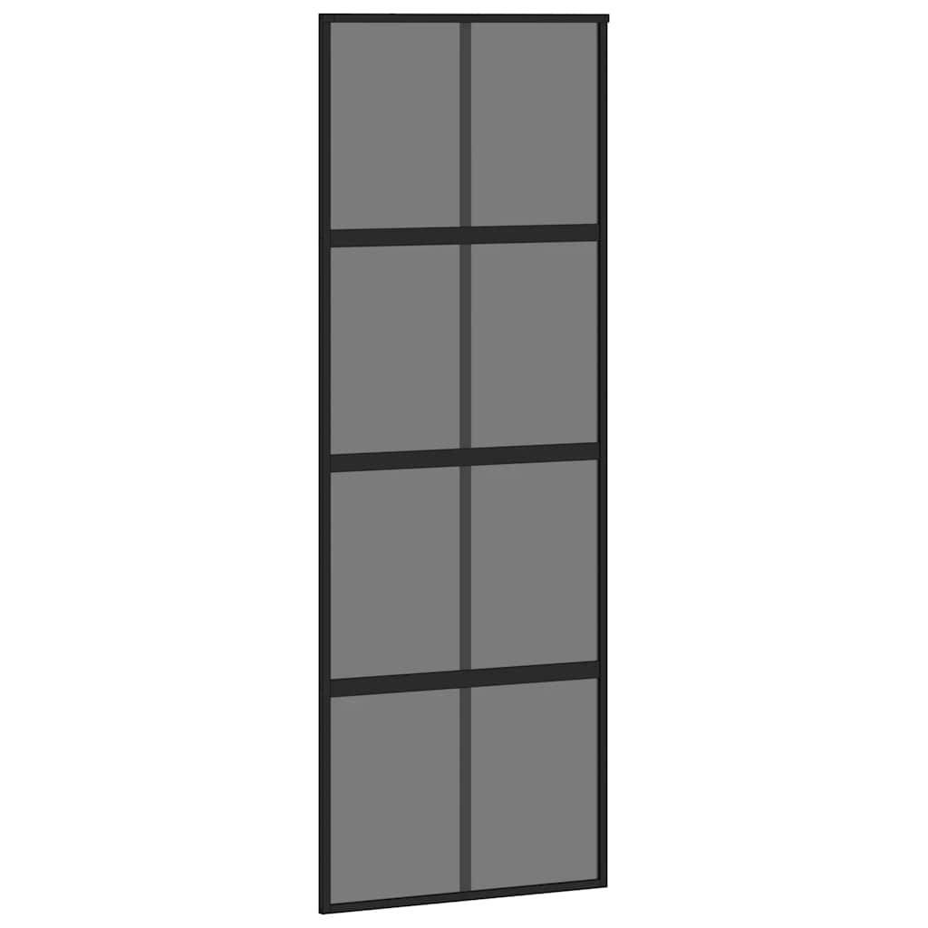 Sliding Door with Hardware Set Black 76x205 cm Tempered Glass