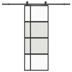 Sliding Door with Hardware Set Black 76x205 cm Tempered Glass