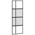 Sliding Door with Hardware Set Black 76x205 cm Tempered Glass