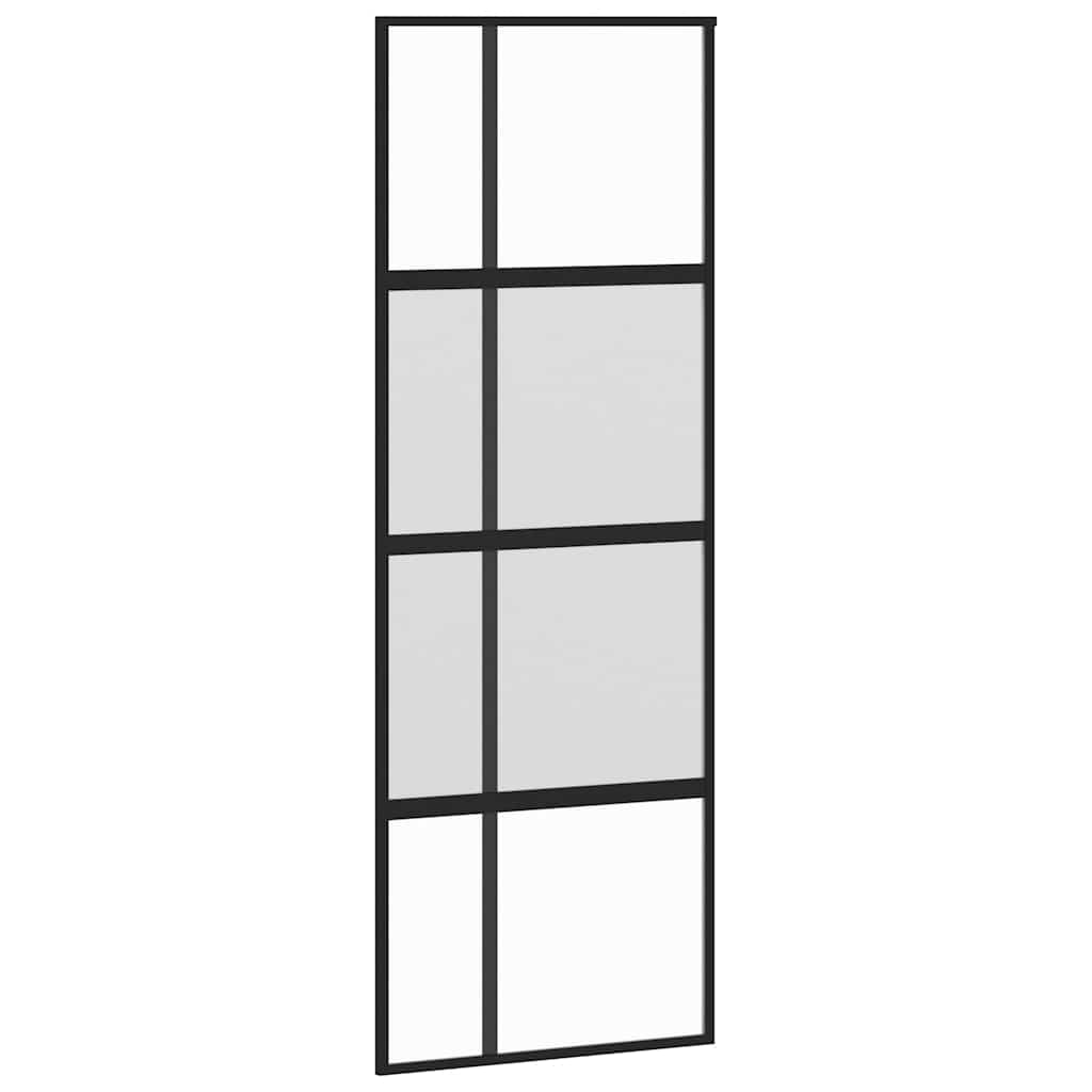 Sliding Door with Hardware Set Black 76x205 cm Tempered Glass