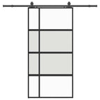 Sliding Door with Hardware Set Black 102.5x205 cm Tempered Glass