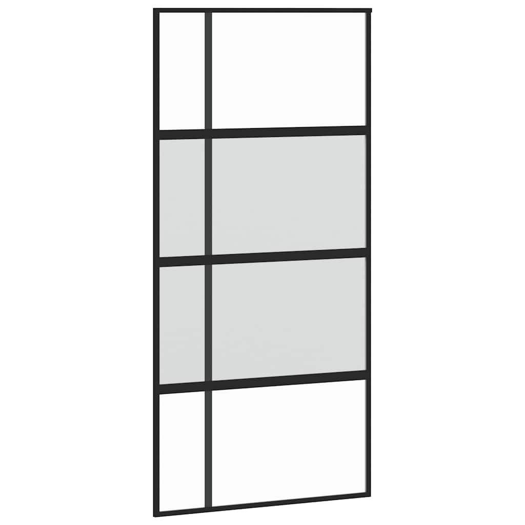 Sliding Door with Hardware Set Black 102.5x205 cm Tempered Glass
