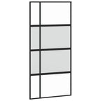 Sliding Door with Hardware Set Black 102.5x205 cm Tempered Glass