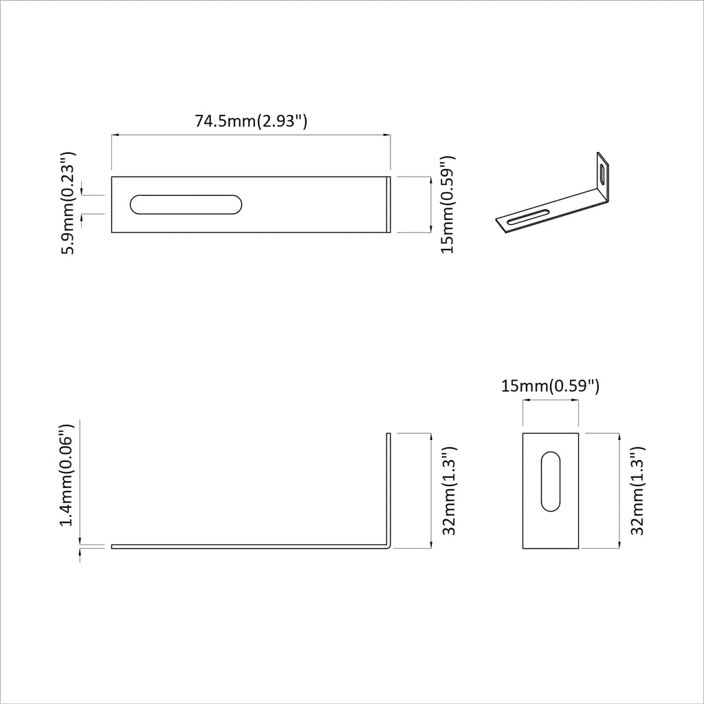 Anti Tip Bracket Plain 12 pcs Silver 74.5 x 15 x 32 mm Iron