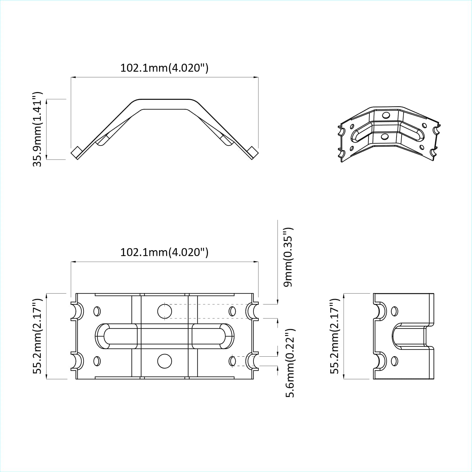 Bracket 12 pcs Zinc-coated 106 x 55 x 1.5mm Steel