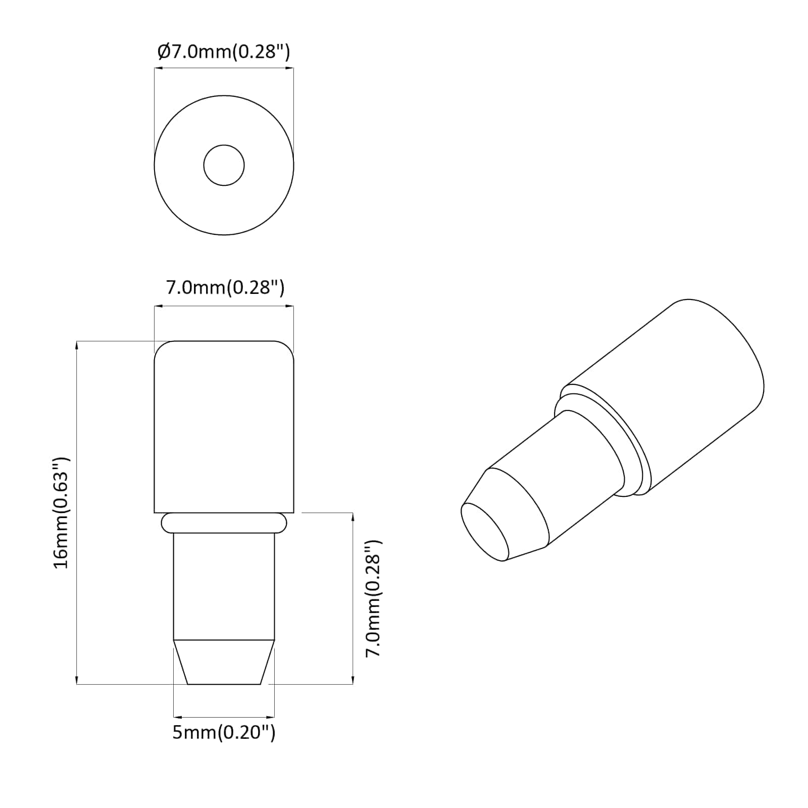 Shelf Peg 2 pcs Silver 7 x 16 mm Iron