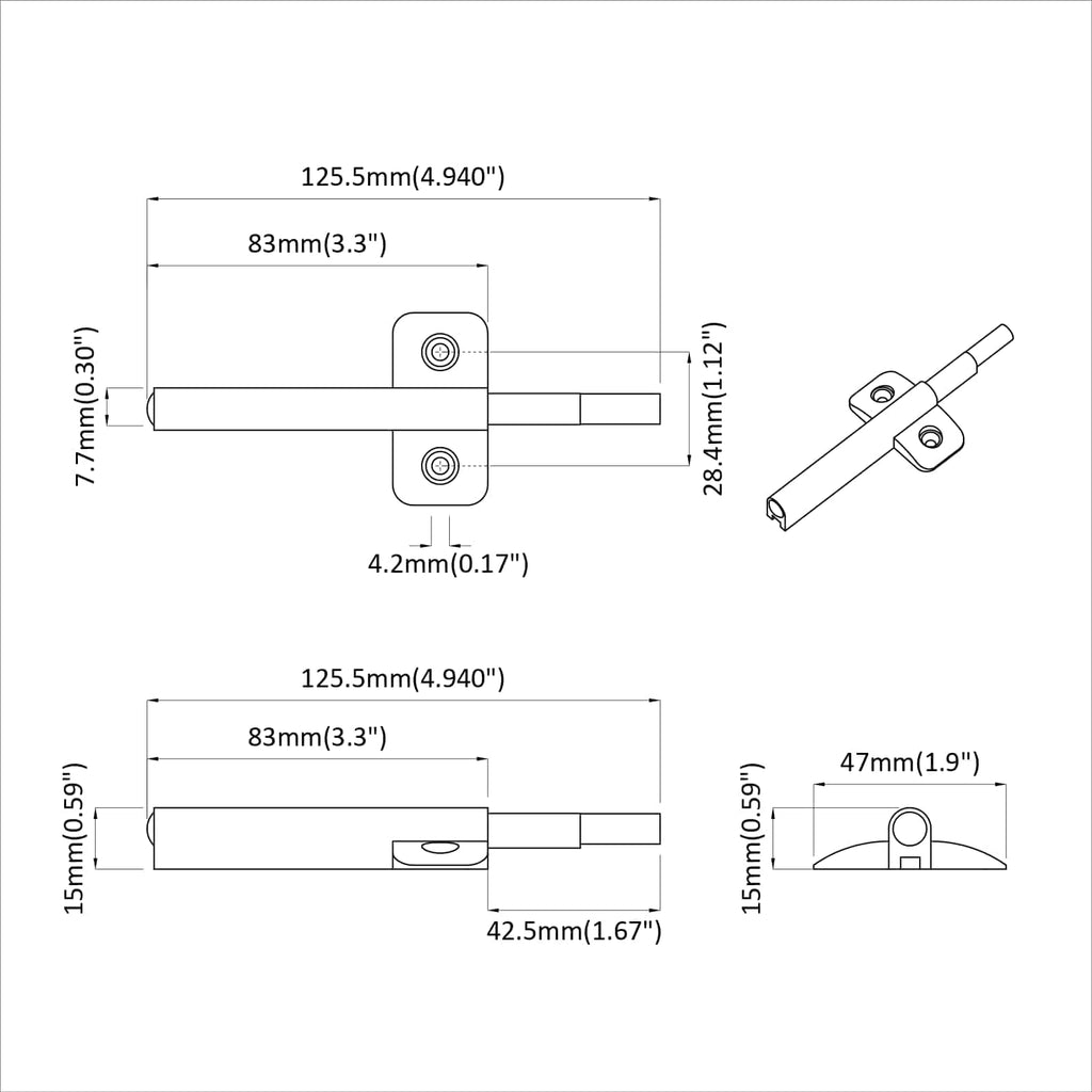 Soft Close Damper 2 pcs Grey 125 x 47 x 15 mm PP