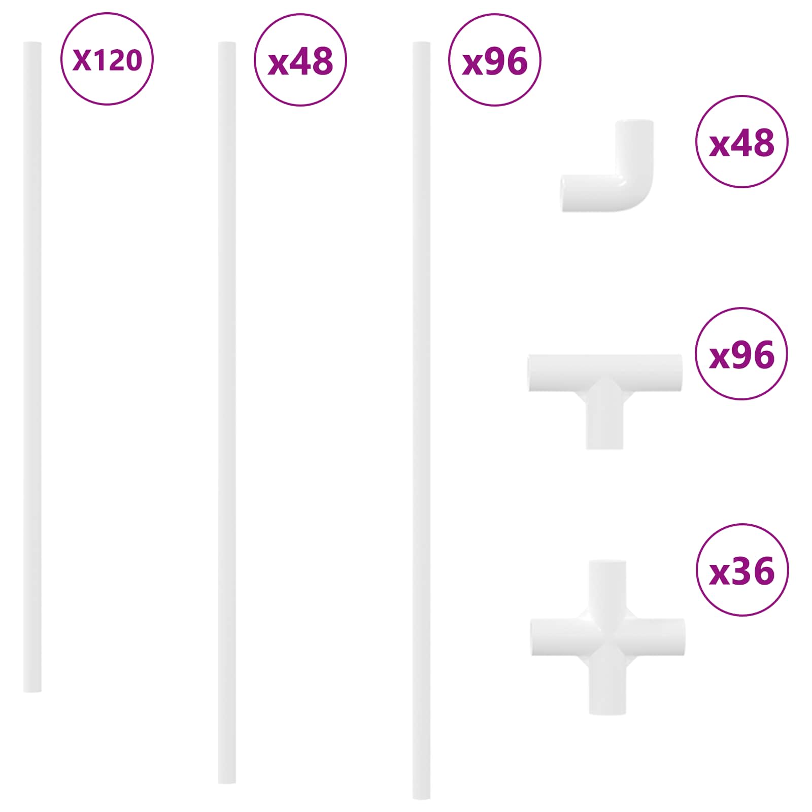 PVC Pipe 12 pcs White 12.2 x 1.8 x 500 mm Mterialpp and PE