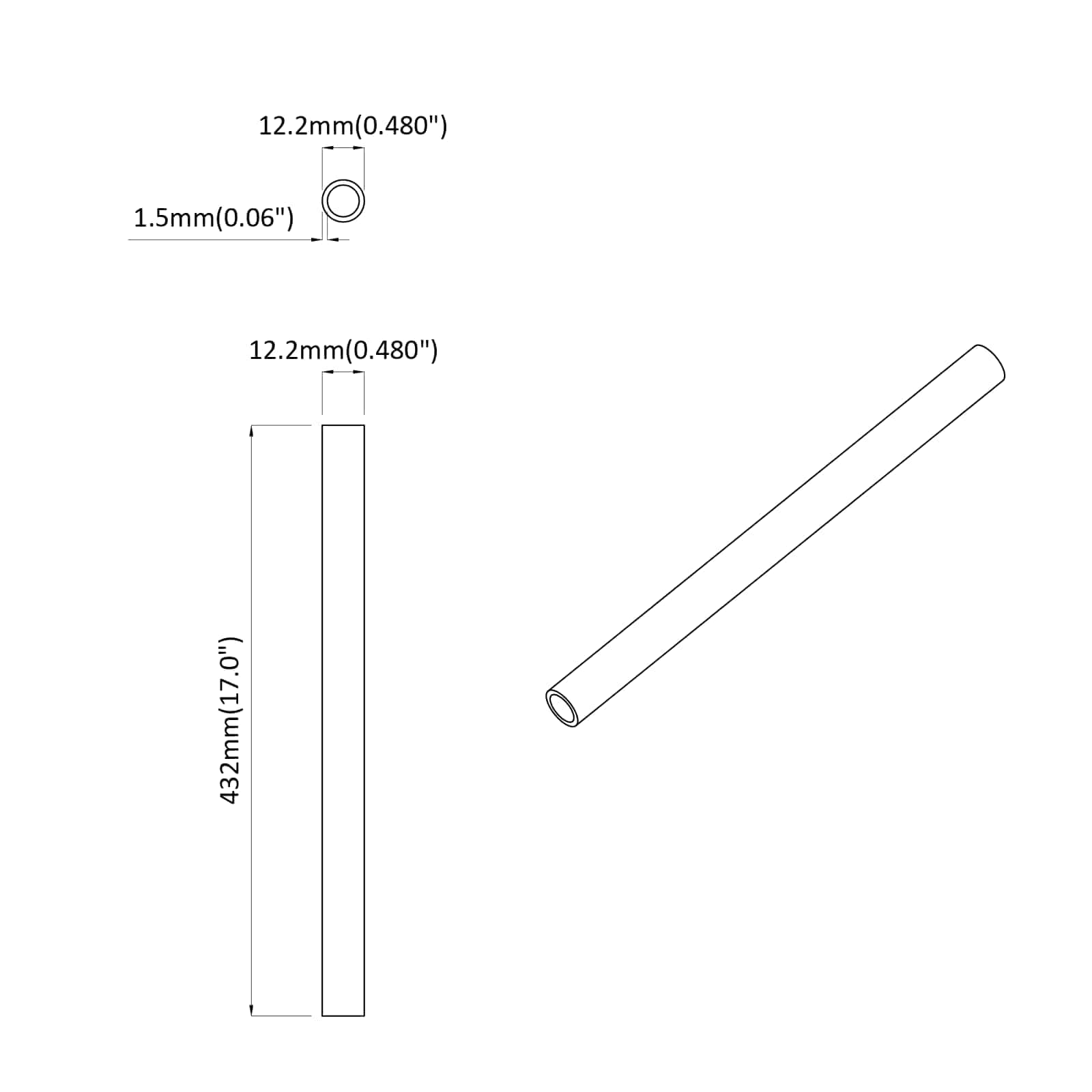 PVC Pipe 12 pcs White 12.2 x 1.8 x 500 mm Mterialpp and PE