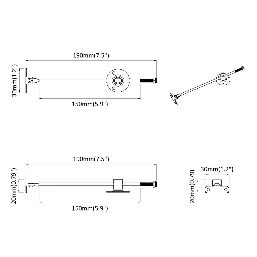 Gas Strut 12 pcs Silver 190 mm Iron
