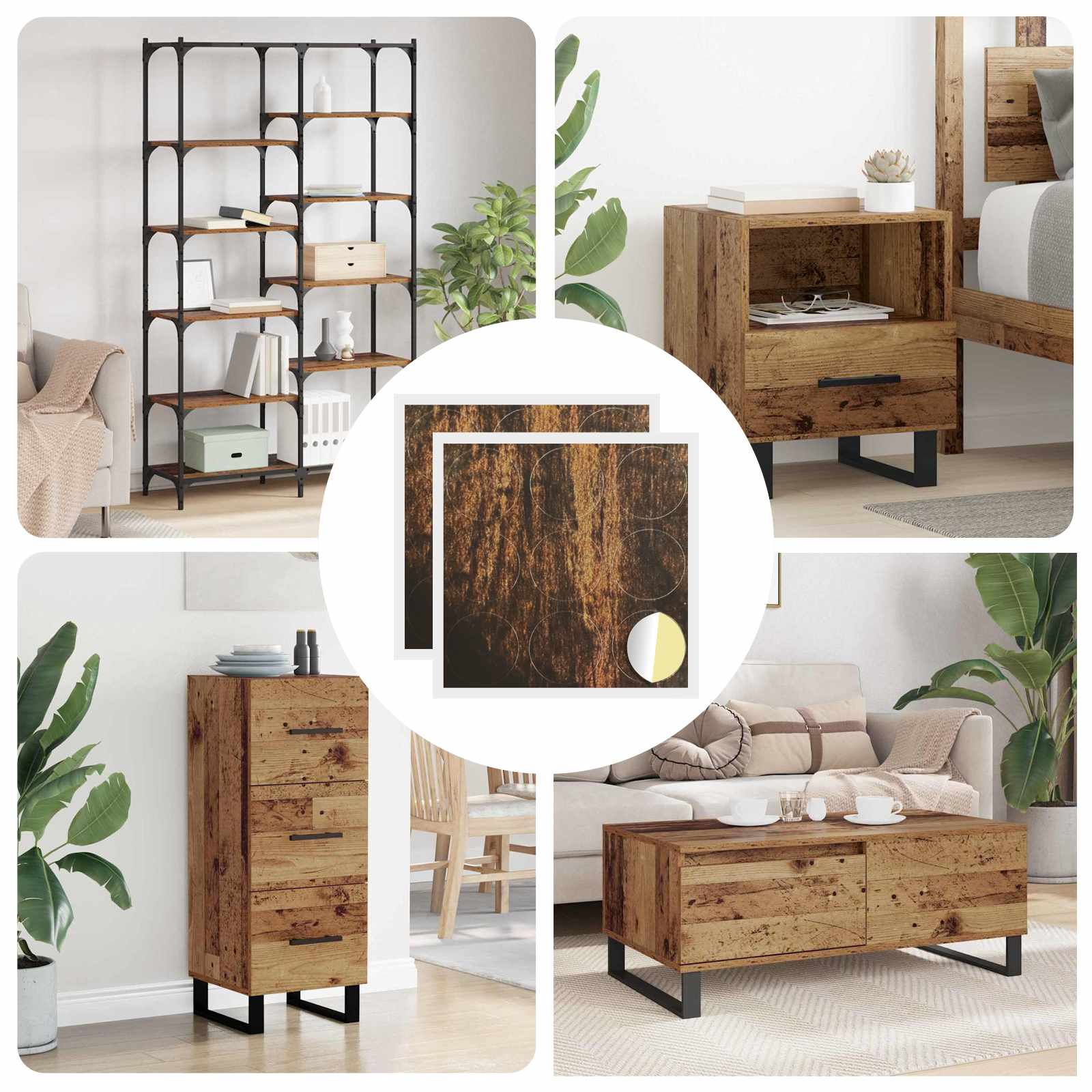 Self-adhesive Screw Cover 2 pcs Old Wood Ø 20 x 0.5 mm