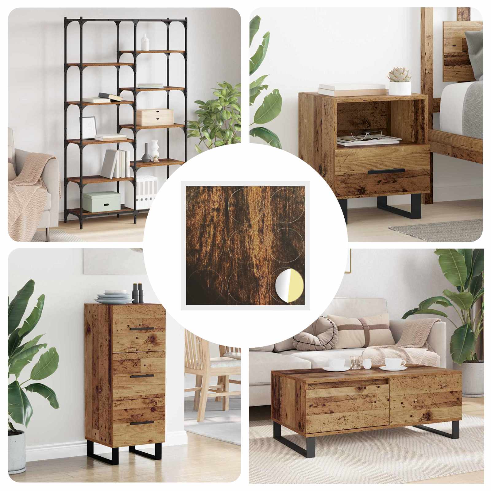 Self-adhesive Screw Cover 12 pcs Old Wood Ø 20 x 0.5 mm