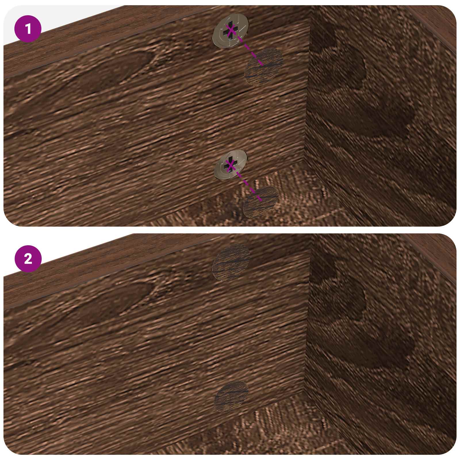 Self-adhesive Screw Cover 2 pcs Brown Oak Ø 20 x 0.5 mm