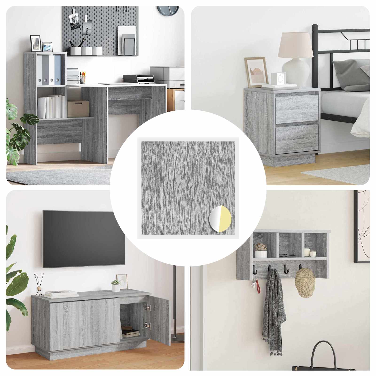 Self-adhesive Screw Cover 12 pcs Grey Sonoma Ø 20 x 0.5 mm