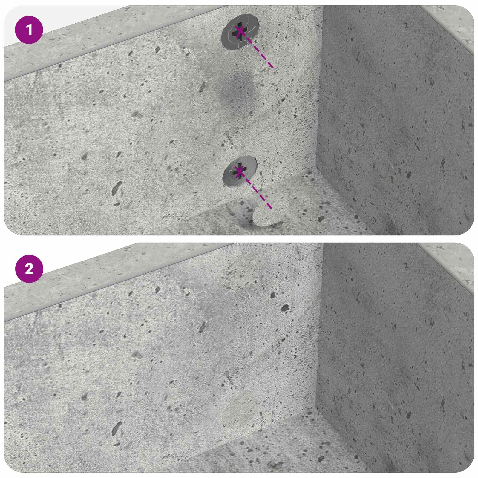 Self-adhesive Screw Cover 2 pcs Concrete Grey Ø 20 x 0.5 mm