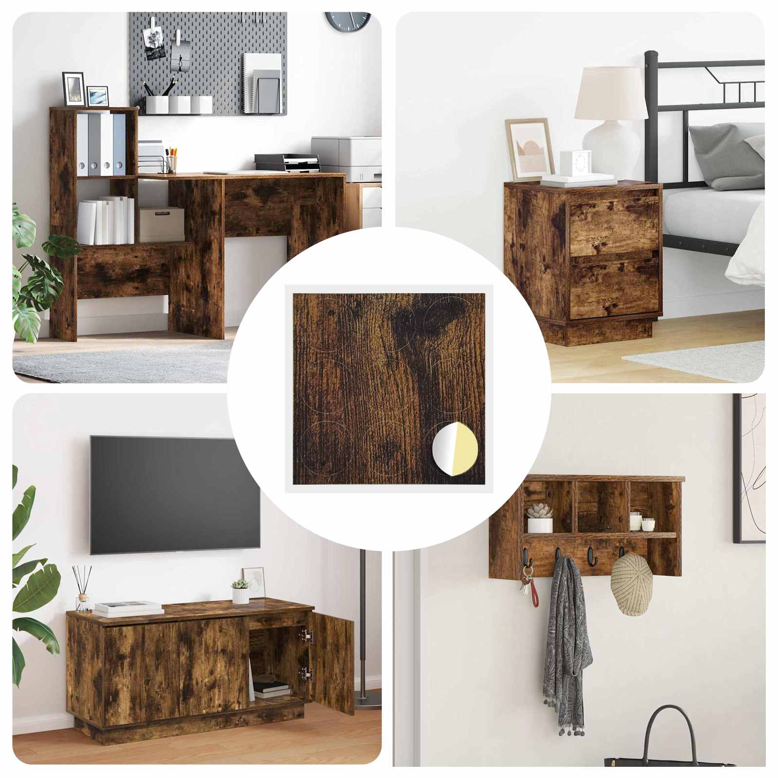 Self-adhesive Screw Cover 12 pcs Smoked Oak Ø 20 x 0.5 mm