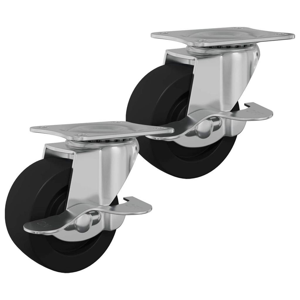 Caster 2 pcs Black and silver 63 x 48 x 46 mm Iron and nylon