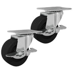 Caster 2 pcs Black and silver 63 x 48 x 46 mm Iron and nylon