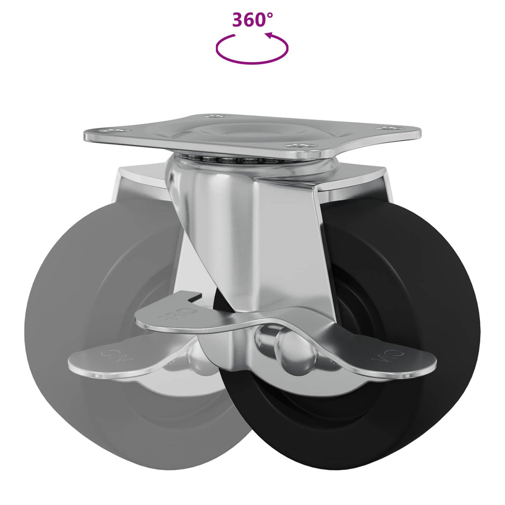 Caster 2 pcs Black and silver 63 x 48 x 46 mm Iron and nylon