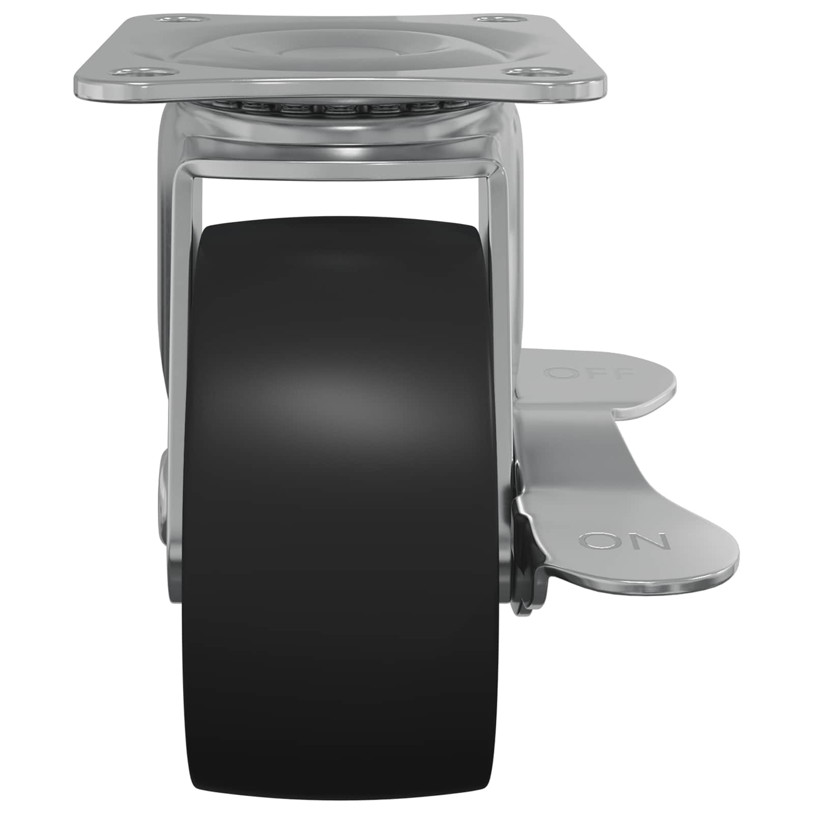 Caster 2 pcs Black and silver 63 x 48 x 46 mm Iron and nylon