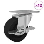 Caster 12 pcs Black and silver 63 x 48 x 46 mm Iron and nylon