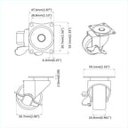 Caster 12 pcs Black and silver 63 x 48 x 46 mm Iron and nylon