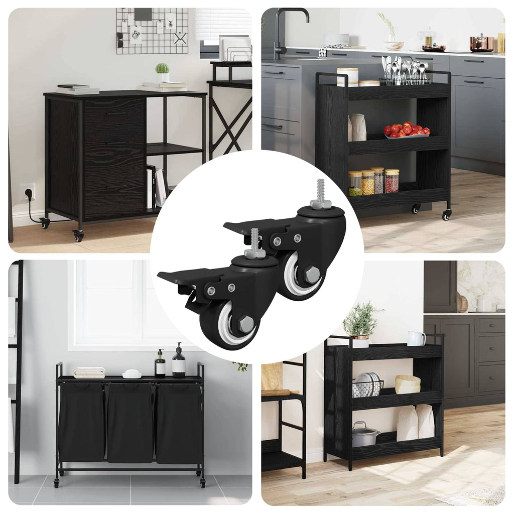 Casters 2 pcs Black M6 x 1.5 mm Iron and Nylon