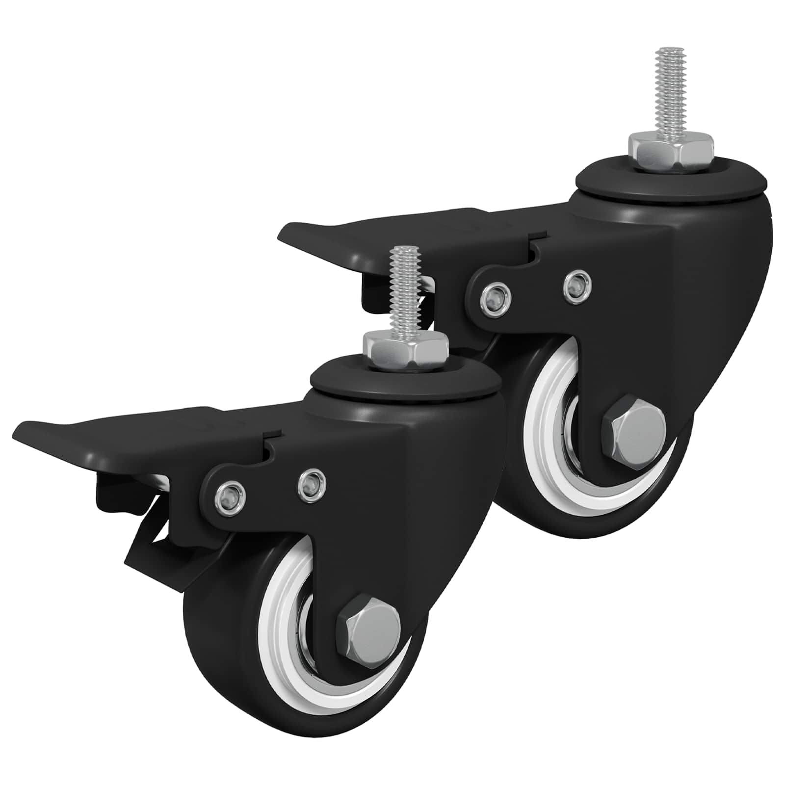 Casters 2 pcs Black M6 x 1.5 mm Iron and Nylon