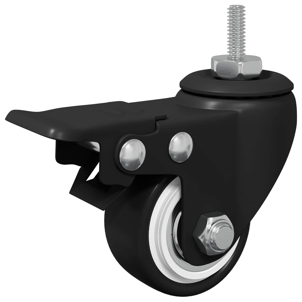 Casters 2 pcs Black M6 x 1.5 mm Iron and Nylon