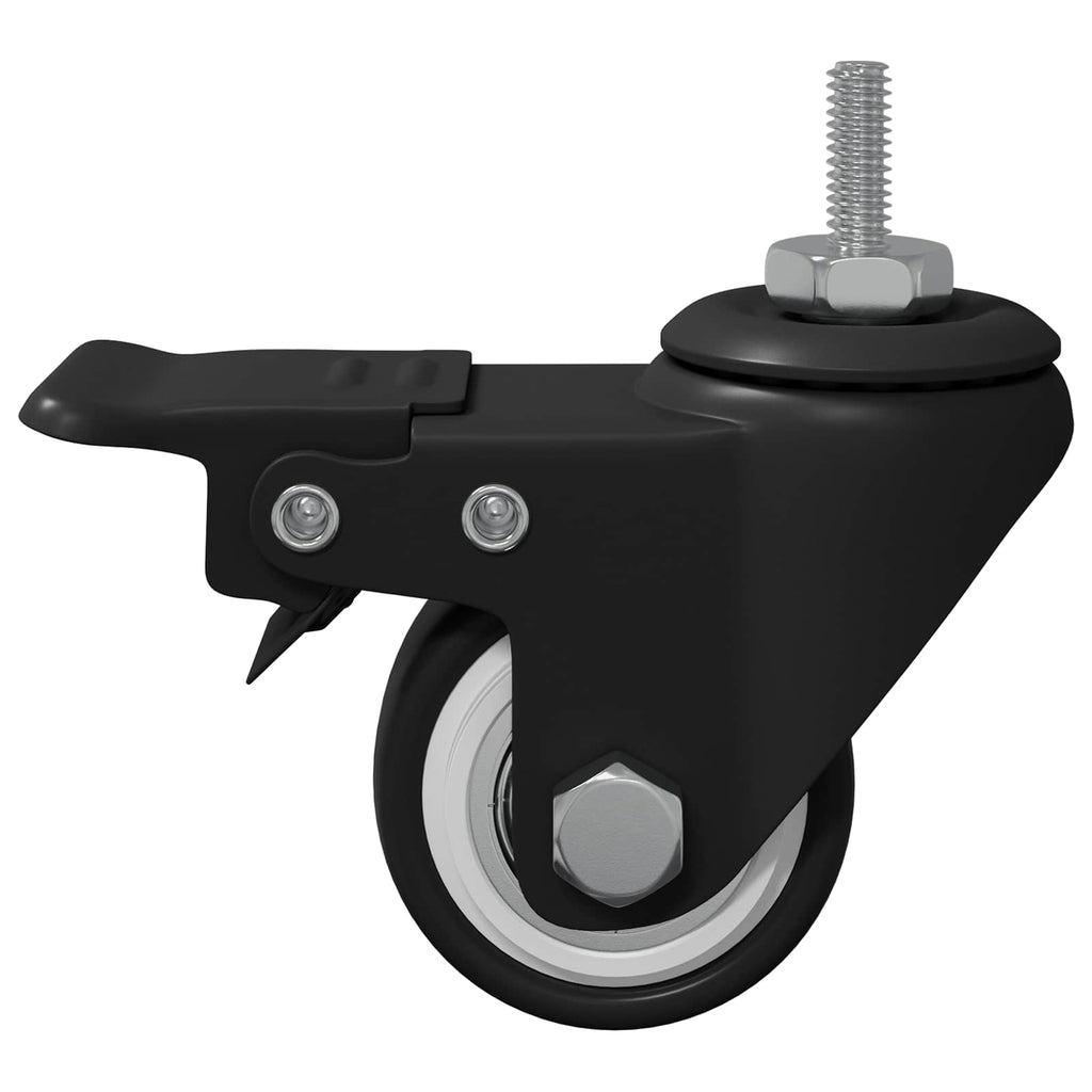 Casters 2 pcs Black M6 x 1.5 mm Iron and Nylon