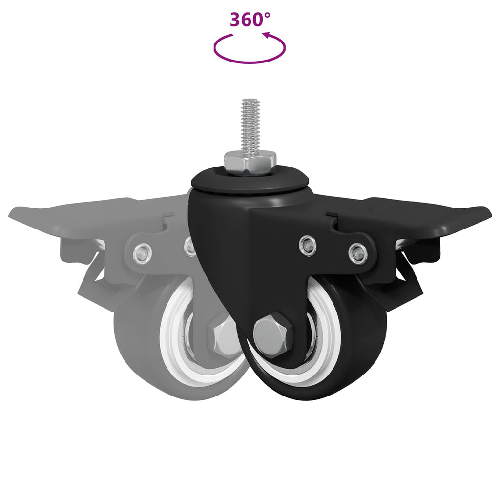 Casters 2 pcs Black M6 x 1.5 mm Iron and Nylon