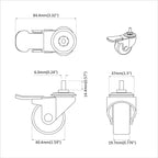 Casters 2 pcs Black M6 x 1.5 mm Iron and Nylon