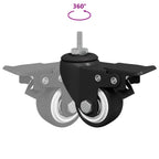 Casters 12 pcs Black M6 x 1.5 mm Iron and Nylon