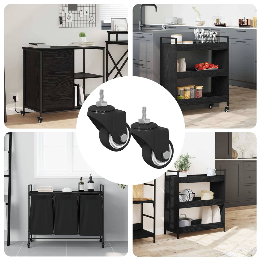 Swivel Castor 2 pcs Black M6 mm Iron and nylon