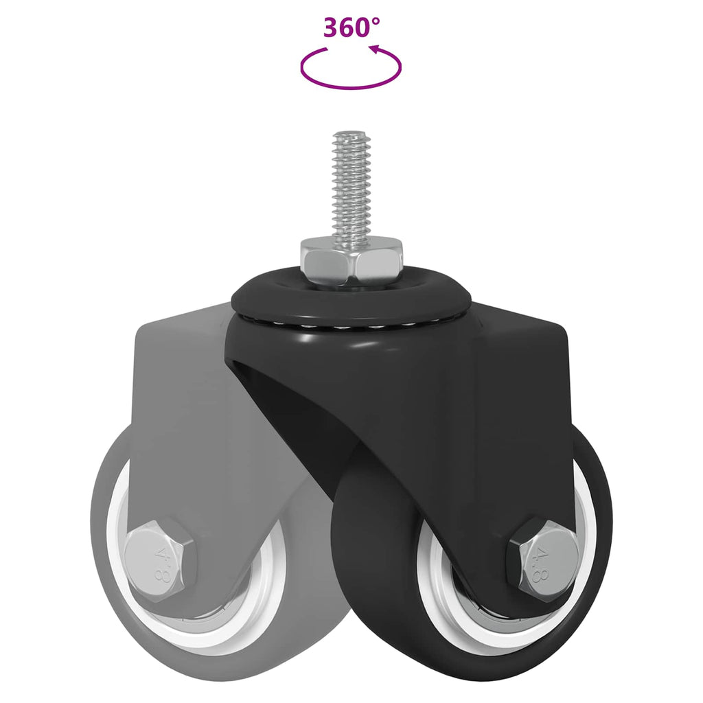 Swivel Castor 2 pcs Black M6 mm Iron and nylon