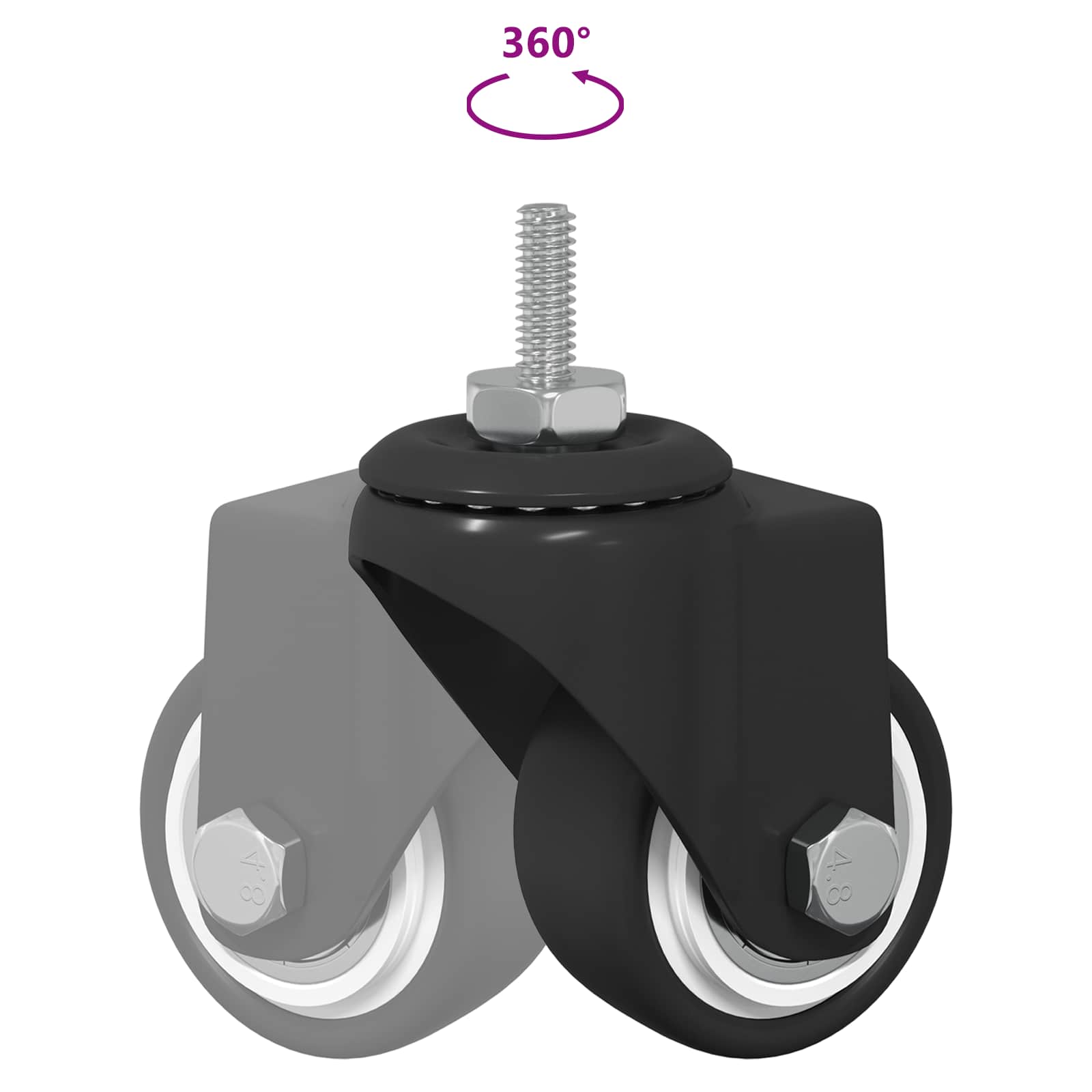 Swivel Castor 2 pcs Black M6 mm Iron and nylon