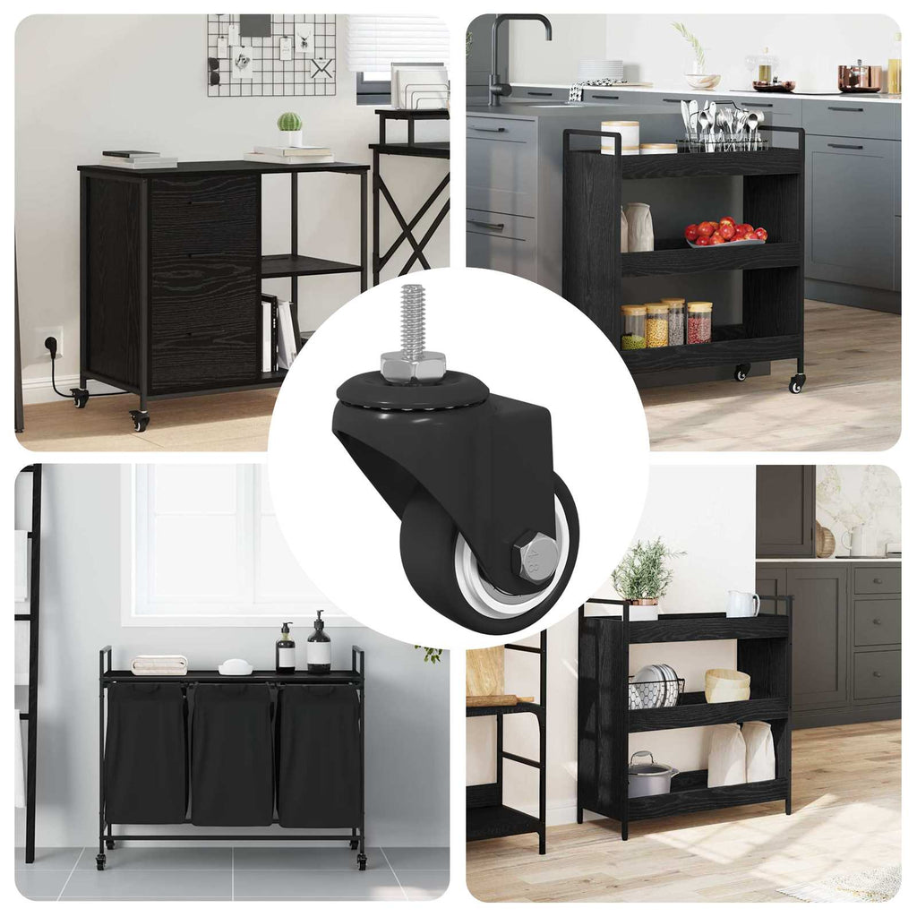 Swivel Castor 12 pcs Black M6 mm Iron and nylon