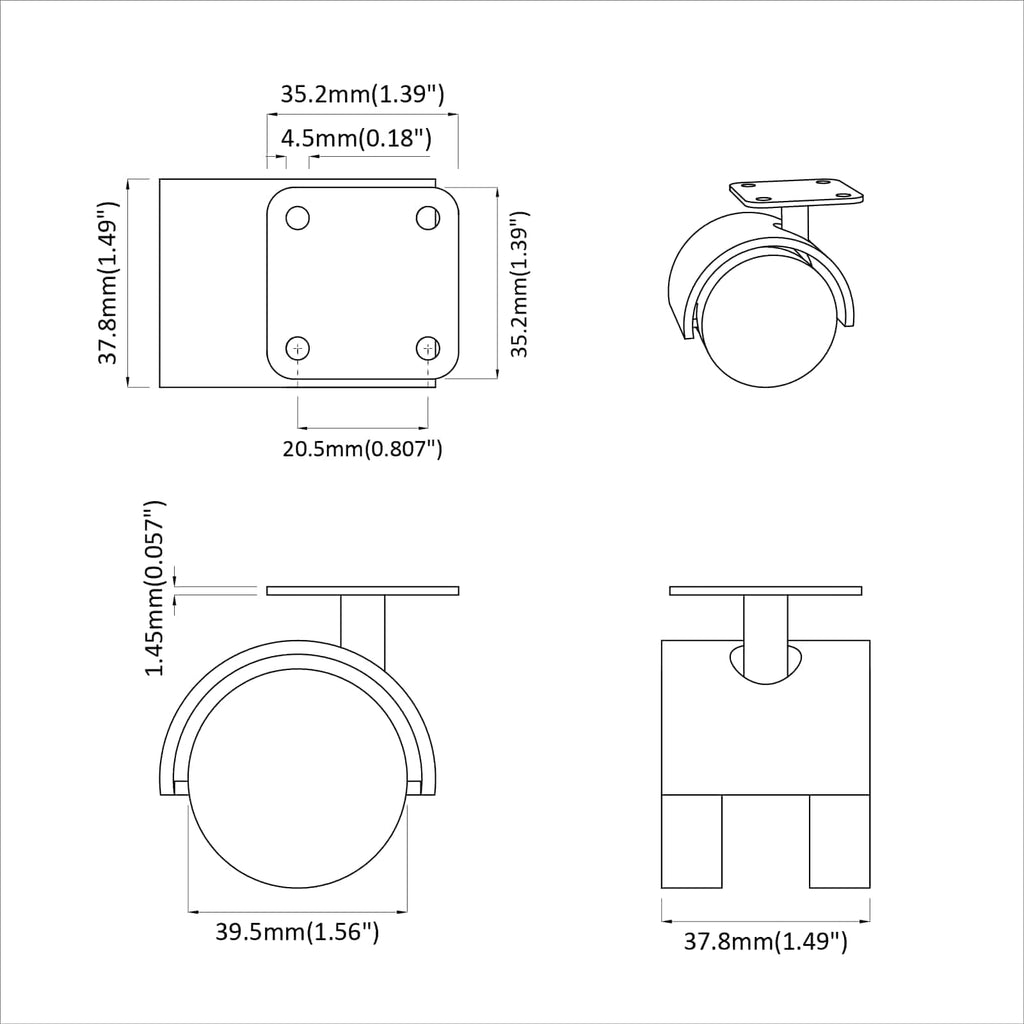 Swivel Castor 2 pcs Black 54 mm Iron and PP