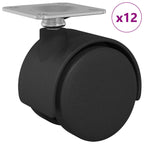 Swivel Castor 12 pcs Black 54 mm Iron and PP