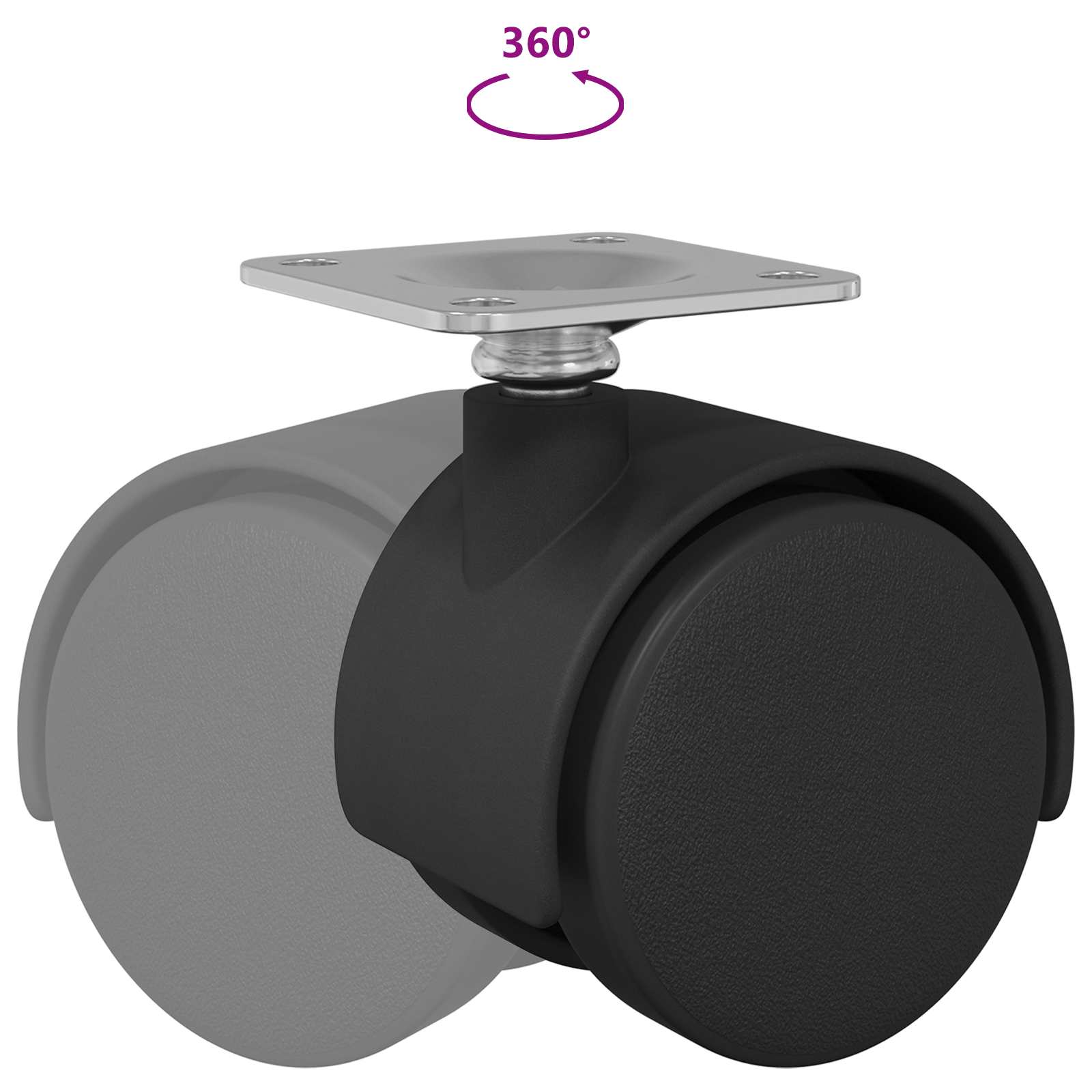 Swivel Castor 12 pcs Black 54 mm Iron and PP