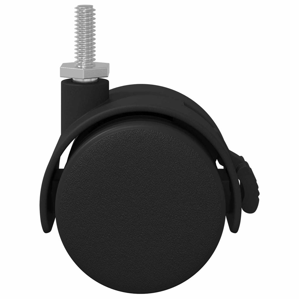 Caster 2 pcs Black and Silver 37.8 x 40 mm Iron and PP